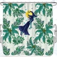 thumbnail image 1 of Whimsical Halloween Shower Curtain with Witch, Leaves & Stars - Tropical Design, 1 of 4