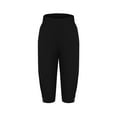 thumbnail image 5 of CLOISE Capri Yoga Pants for Women High Waisted Cutout Capri Leggings Pull On Stretch Soft Capri Yoga Elastic Waist Workout Cropped Pants Striped Lounge Capri Pants Black, 5 of 7