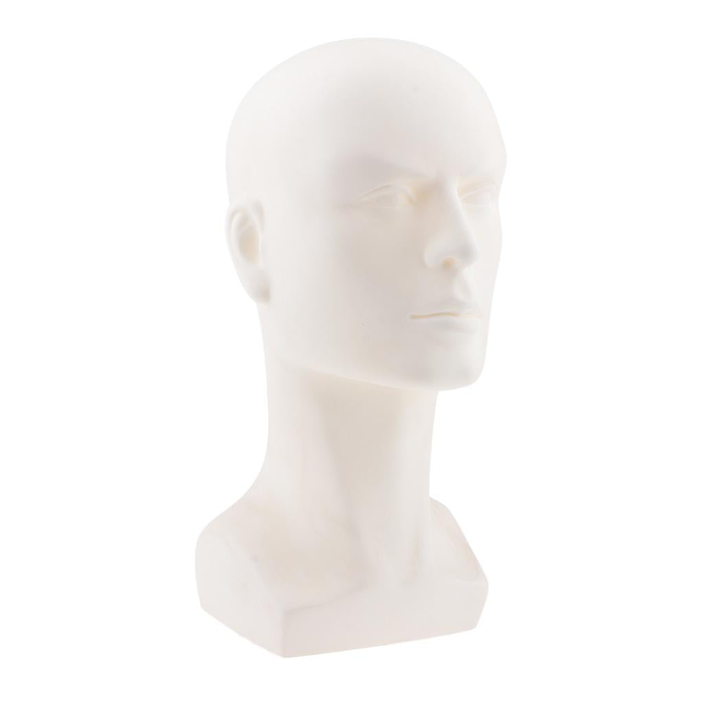 Glossy White Wall Mounted Male Mannequin Head with Long Neck 