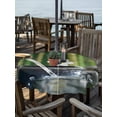 thumbnail image 6 of Outdoor Tablecloth with Umbrella Hole, Zen Stones Water Flowing Spillproof Waterproof Outdoor Table Cover, Floral Green Forest Patio Tablecloths for Party/Garden/Picnic, Round 54 inch, 6 of 9