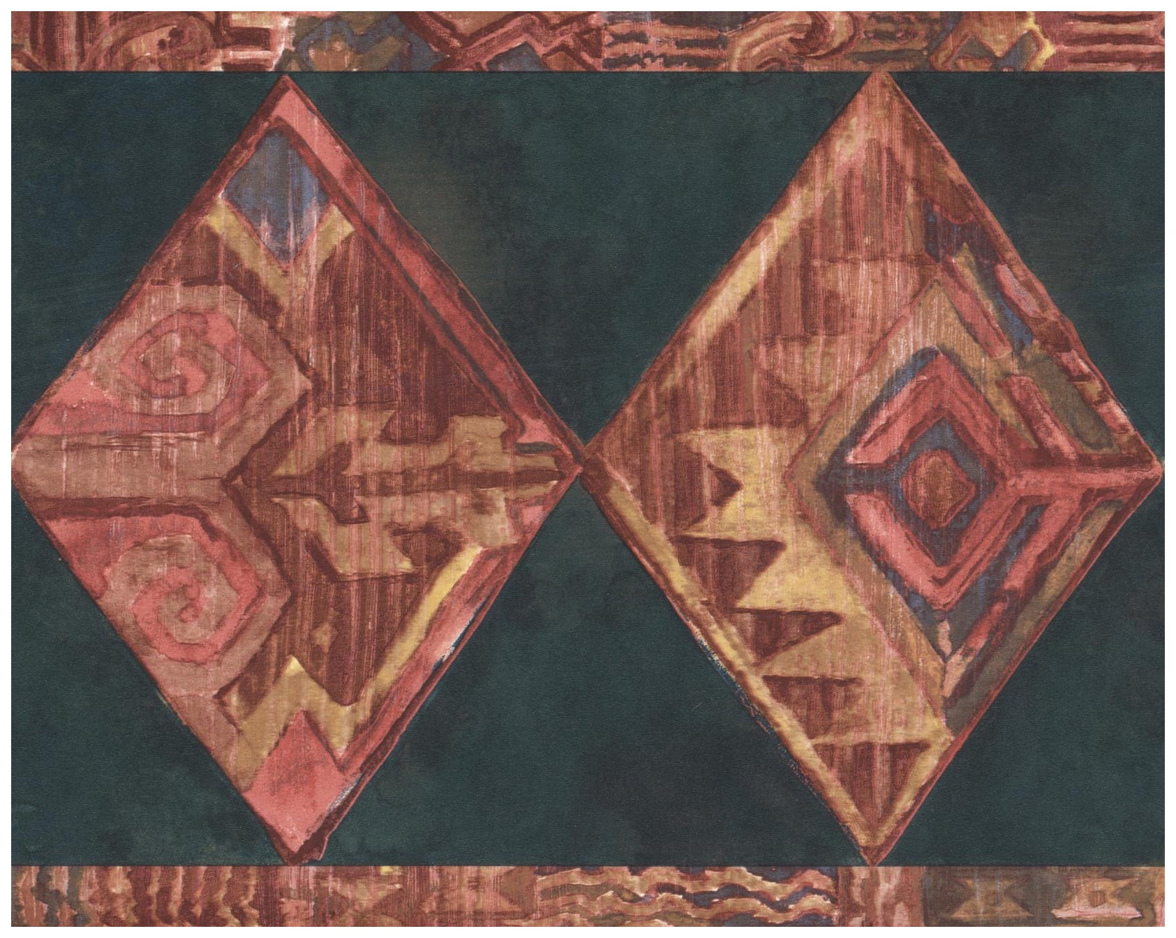 Wallpaper Border Rhombus Pine Green Southwestern Wall Border Retro