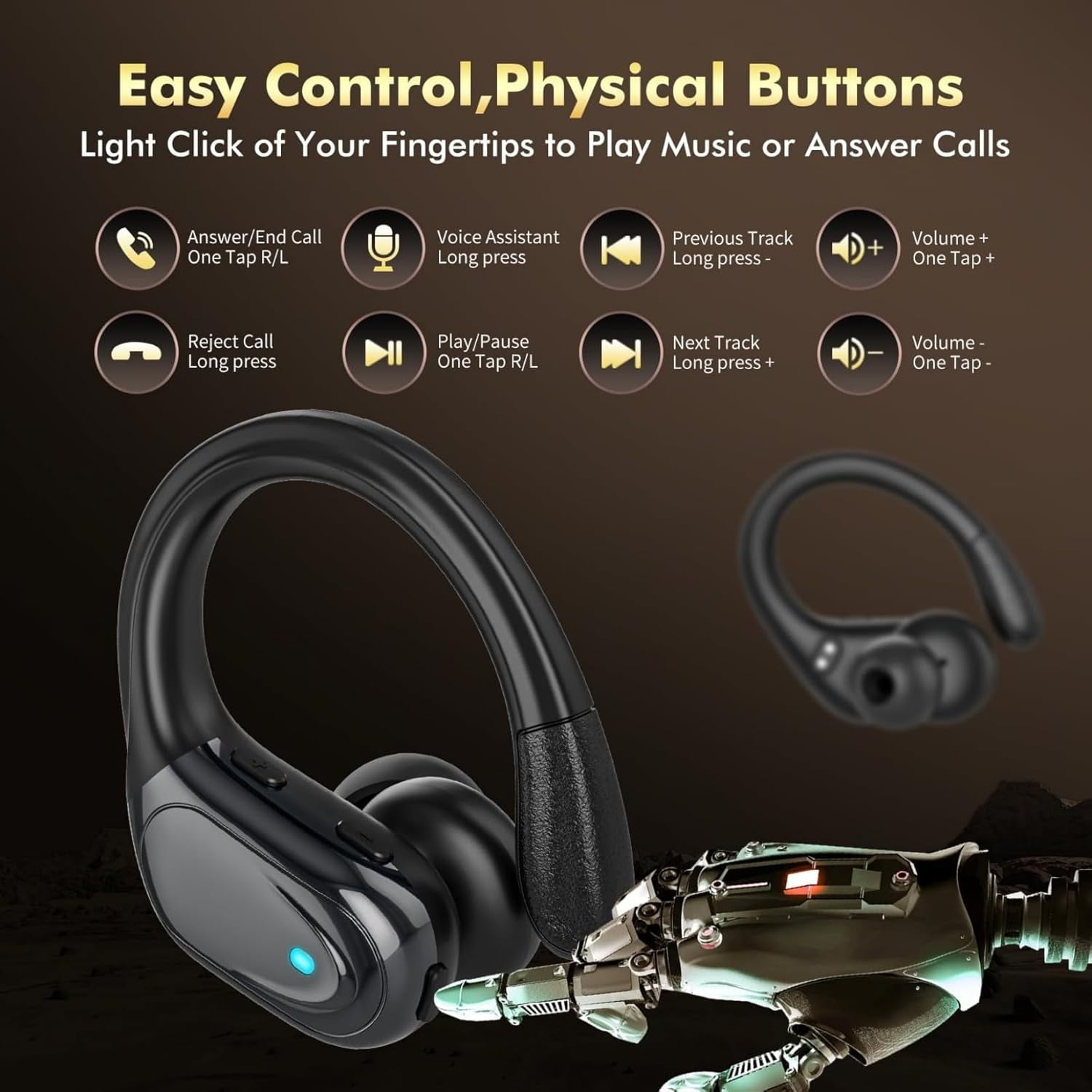 Wireless Earbuds, Sports Bluetooth Headphones, 80Hrs Playtime Ear Buds with LED Power Display, Noise Canceling Headset, IPX7 Waterproof Earphones for Workout/Running