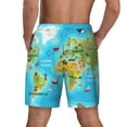thumbnail image 2 of Lsque Mens Swim Trunks World Map With Animals Landmarks Pattern - Bathing Suit Compression Liner - Beach Swim Shorts Swimwear - (S-3XL) - Stretch Quick Dry -Large, 2 of 9