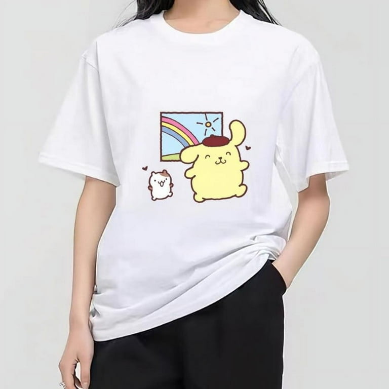 ★WAIKEI★ Pompompurin with star short sleeve t-shirt navy Y MINISO Sanrio Pompompurin T Shirt Women Couple Combination