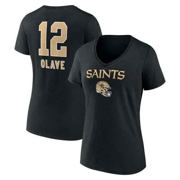 Women's Chris Olave Black New Orleans Saints Team Wordmark Player Name & Number V-Neck T-Shirt