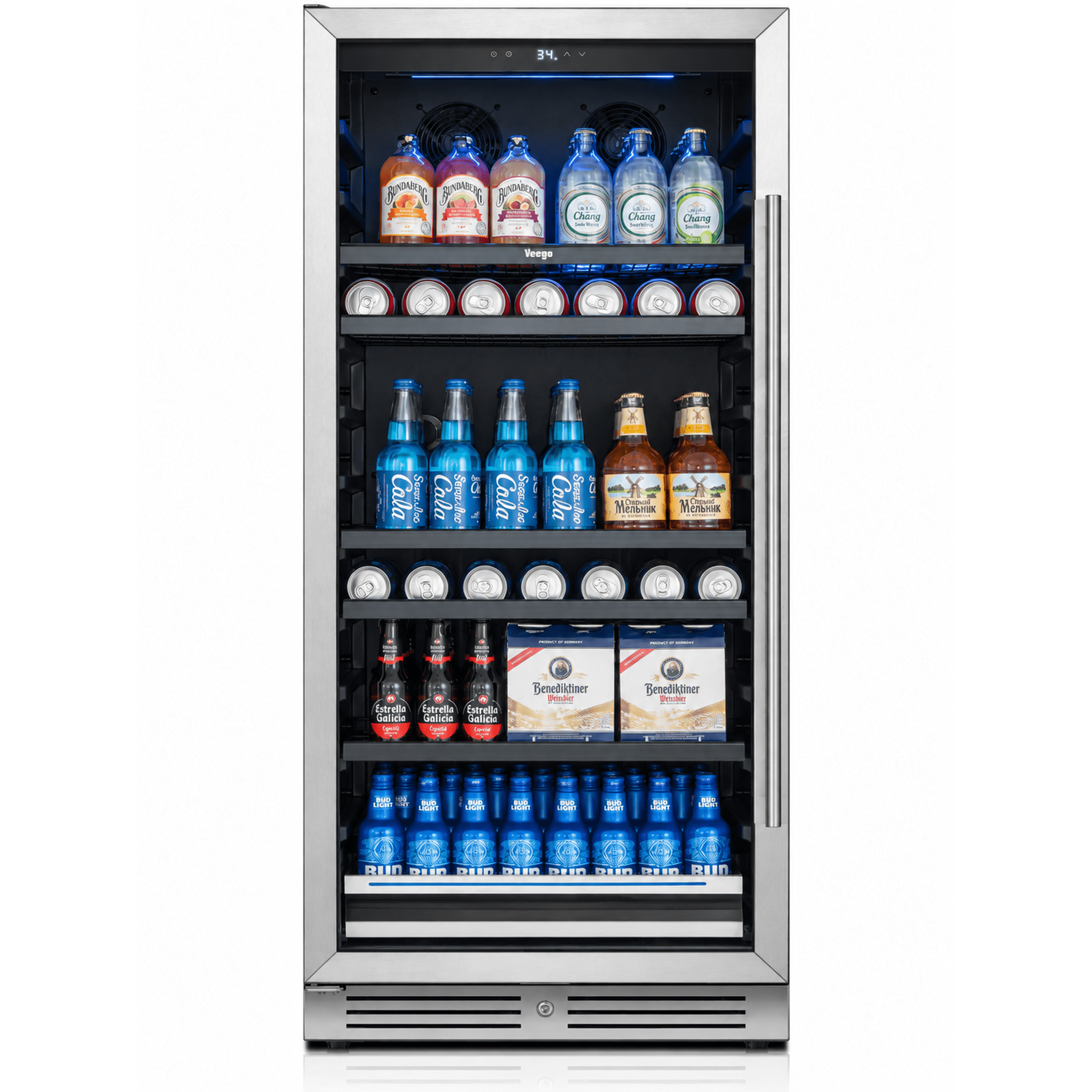 Yeego 24 inch Beverage Refrigerator, 238 Cans Drink Cooler, Built‑in or Freestanding Upgraded Fridge for Soda Water Beer, White‑Glove Delivery Service
