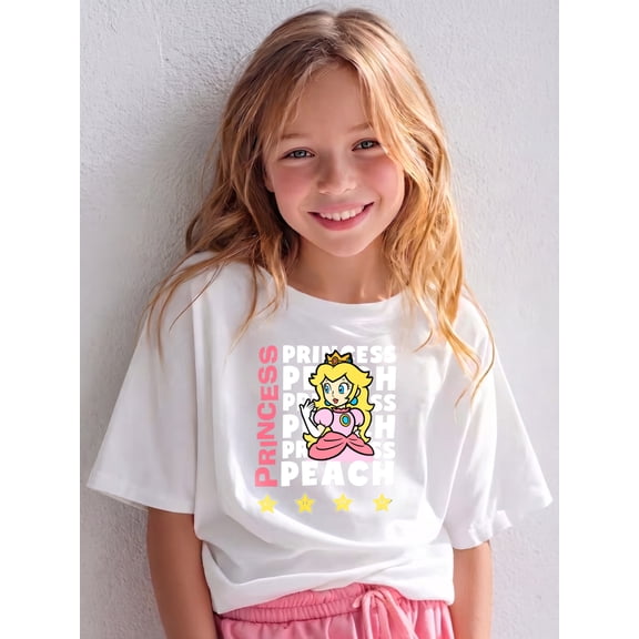Cute Funny Little Dinosaur Girls Shirts Short Sleeve Super Soft Children's Place Girls' Sports 100% Cotton T-Shirts Plain Tees Tops Clothes for Kids, Sizes 3-13