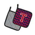 thumbnail image 2 of Letter T Chevron Yale Blue and Crimson Pair of Pot Holders, 2 of 3