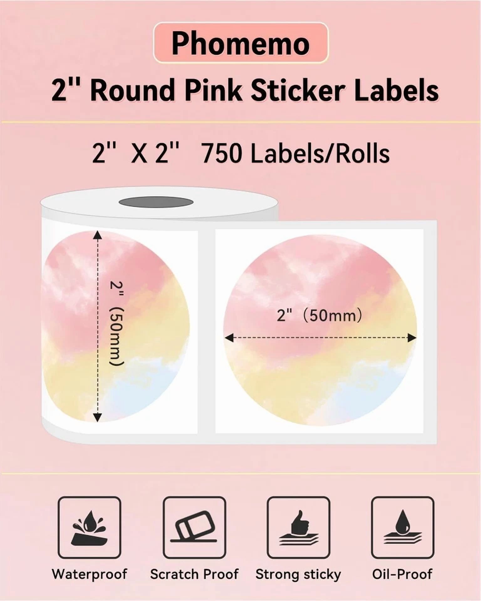 BUTTERFLY- Phomemo 2" Direct Thermal Printer Label Self-Adhesive Round Sticker Address Tag