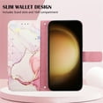 thumbnail image 4 of Allytech Galaxy A24 4G Wallet Case, PU Leather Kickstand Cash Credit Card Slots Holder Carrying Lanyard Wrist Strap Folio Flip Handbag Marble Pattern Cover for Samsung Galaxy A24 4G, Pink, 4 of 5
