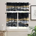 thumbnail image 3 of Black Gold Marble Valances Set for Kitchen, Black Gold Abstract Marble Texture Modern Luxury Home Decor Rod Pocket Window Drapes for Living Room Dining Room Office 52x18 Inch + 27x36 Inch X 2, 3 of 5