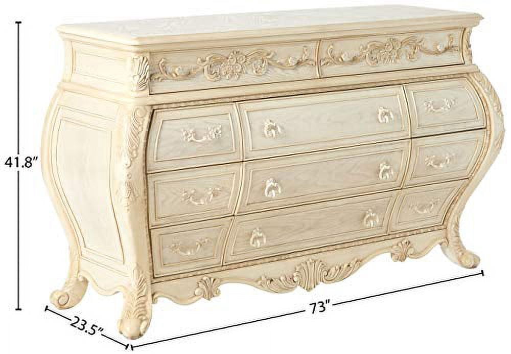 ACME Ragenardus Dresser, Antique White-Color:Antique White,Quantity:1,Style:Vintage/Traditional
