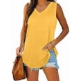 thumbnail image 3 of V Neck Tank Tops for Women Loose Fit Sleeveless Top Summer Clothes Yellow L, 3 of 6