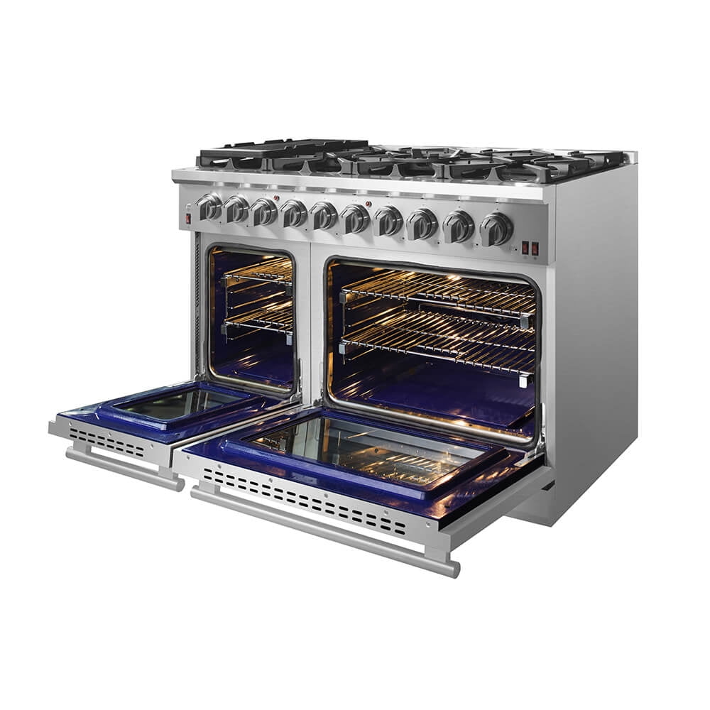 Forno Massimo 48-Inch Freestanding Gas Range, 8 Burners, True Convection Oven