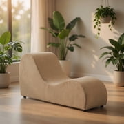 Naomi Home Yoga Chaise for Adults, Ergonomic Stretching Chair, 330 lb Capacity, Microfiber - Mocha