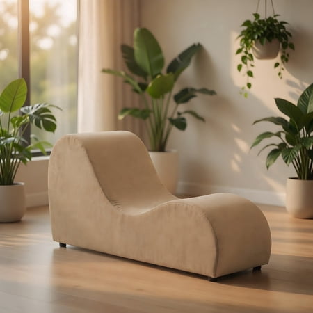 Naomi Home Yoga Chaise for Adults, Ergonomic Stretching Chair, 330 lb Capacity, Microfiber - Mocha