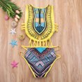 thumbnail image 6 of KOMOO Women African Print Bathing Suit Non Padded Bikini Sleeveless Strappy Hollow Swimming Suit, 6 of 7