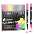 thumbnail image 2 of Double Tip Brush Pens Art Markers 12 Point Coloring Markers For Kids Adult Book Halloween Journaling Note Taking Lettering Calligraphy Drawing Art Craft Kit 10ml, 2 of 7