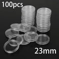 thumbnail image 1 of Lefu 100pcs Clear Round Plastic Coin Holders Capsules Container Storage Case Box 0.83in, 1 of 7