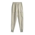 thumbnail image 1 of Lovzfmll Men's Solid Color Casual Utility Pants, Relaxed Fit, Drawstring Elastic Waist, Pockets for Everyday Beige, 2XL, 1 of 8