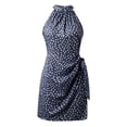 thumbnail image 4 of 2025 Women's Summer Fashion New Zipper Sleeveless Floral Pleated Short Dress Stretchable Lightweight Beach Party Dress, 4 of 4