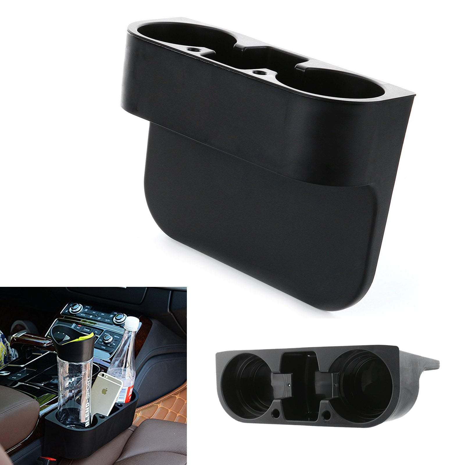 Portable Car Cup Holder Drink Bottle Seat Seam Gap Wedge Phone Storage Box Black