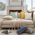 thumbnail image 4 of Phantoscope Set of 2 Soft Farmhouse Decorative Throw Pillow Covers, Burlap Linen Trimmed Tailored Edges Boho Accent Cushions Decor for Couch Sofa, Grey, 18x18 Inch, 4 of 9