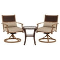 thumbnail image 3 of ECOPATIO 3 Pieces Patio Swivel Chairs Set of 2 with Wicker Table, Bistro Set with Swivel Rocker Chair, Outdoor Furniture with Thickened Cushions for Porch Backyard Deck (Khaki), 3 of 10