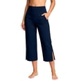 thumbnail image 4 of Yoga Capris for Women Tummy Control Stretch Wide Leg Workout Pants with Pockets Summer Lounge Athletic Trousers 2026 Navy S, 4 of 7