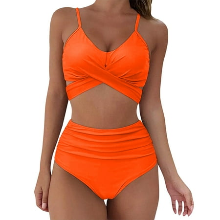 Aayomet Thong Bikini Swimsuit For Women Micro Bikini Extreme G String Thong Bikini Mini Bathing Suit for Women Orange L