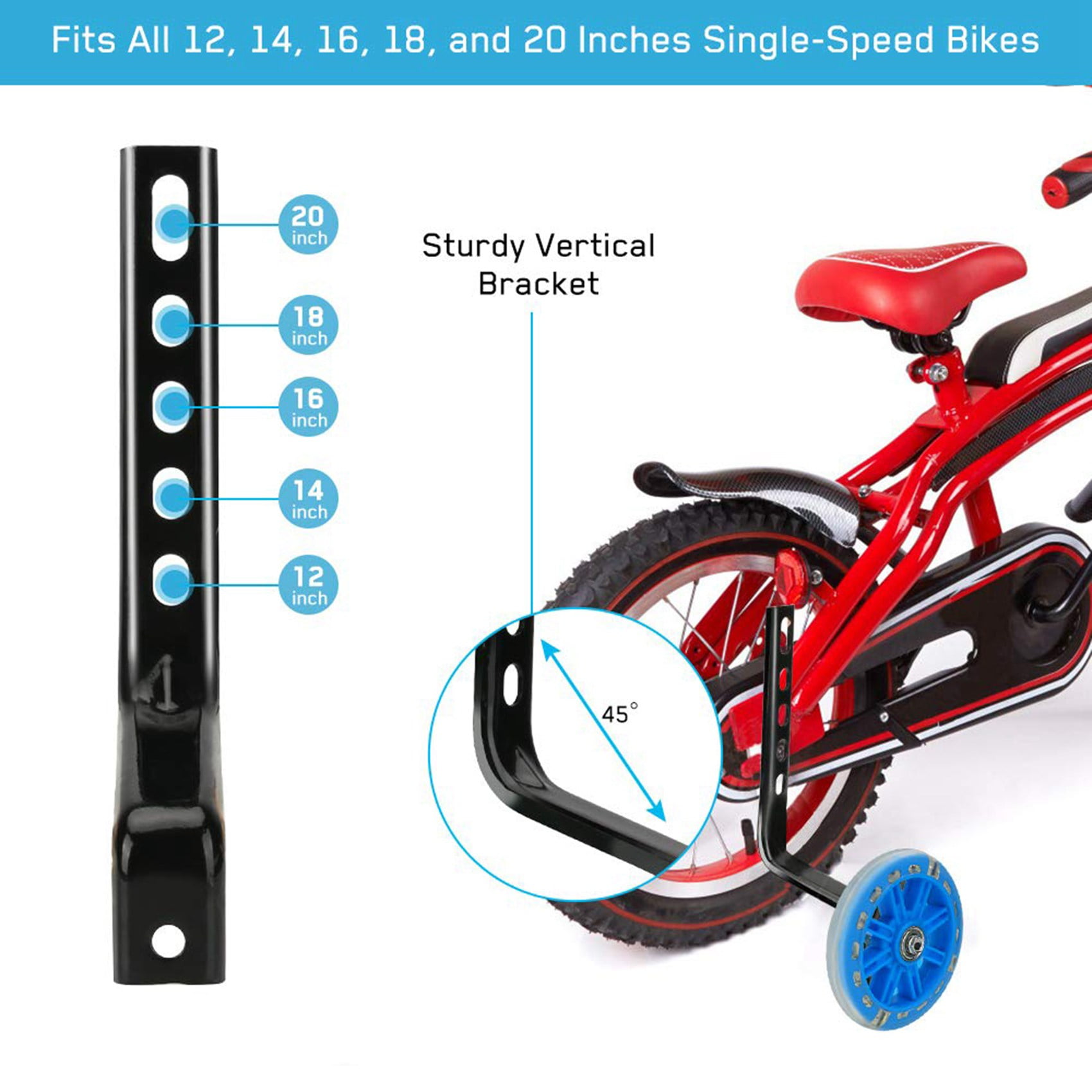 Vélo Fille 20 Pouces Roues Stabilisatrices Vélo Enfant 12-20 Pouces - Rouge Sécurisé Roues Stabilisatrices Velo