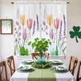 thumbnail image 4 of Swag Curtains Valances for Windows, Pastel Watercolor Floral Short Kitchen Window Curtains Over Sink, Tulip Flower Pink Yellow Purple Cafe Curtains Panel Set Of 2,Rod Pocket, 36 Inches Length, 4 of 9