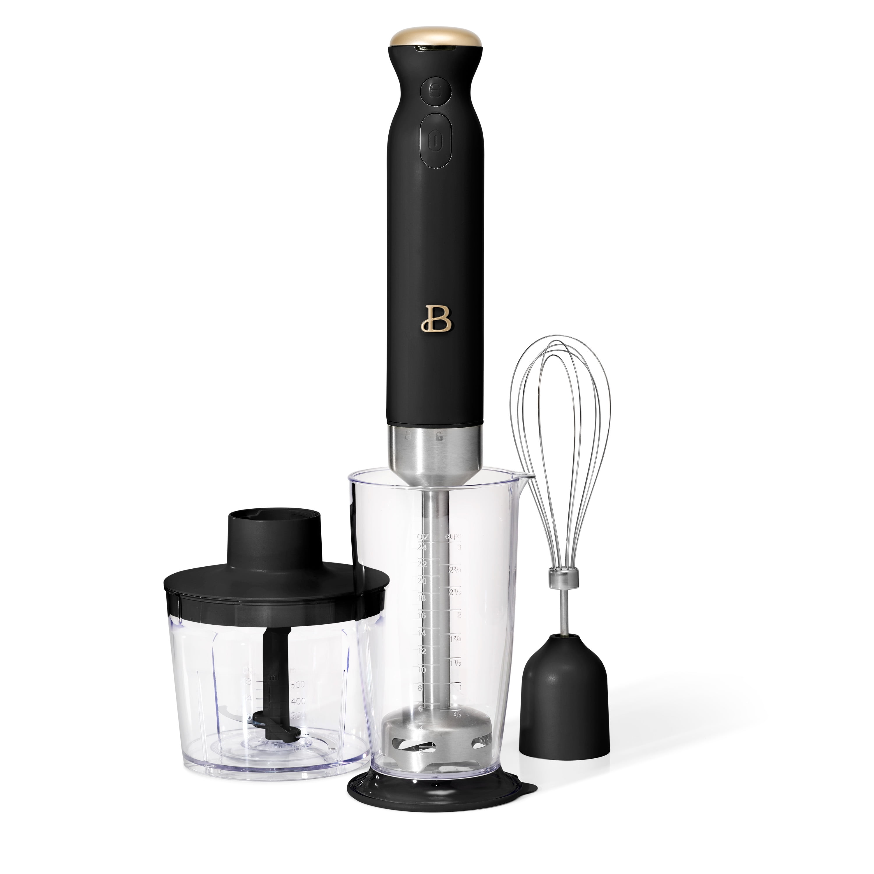 Beautiful Cordless Immersion Blender with Chopper, Whisk & Measuring Cup, Black Sesame by Drew Barrymore