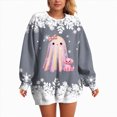 thumbnail image 4 of Towmus Halloween Sweaters for Women Novelty Xmas Roundneck Snowflake Sweatshirts Sequin Ghost Print Long Sleeve Pullover Tops, 4 of 6