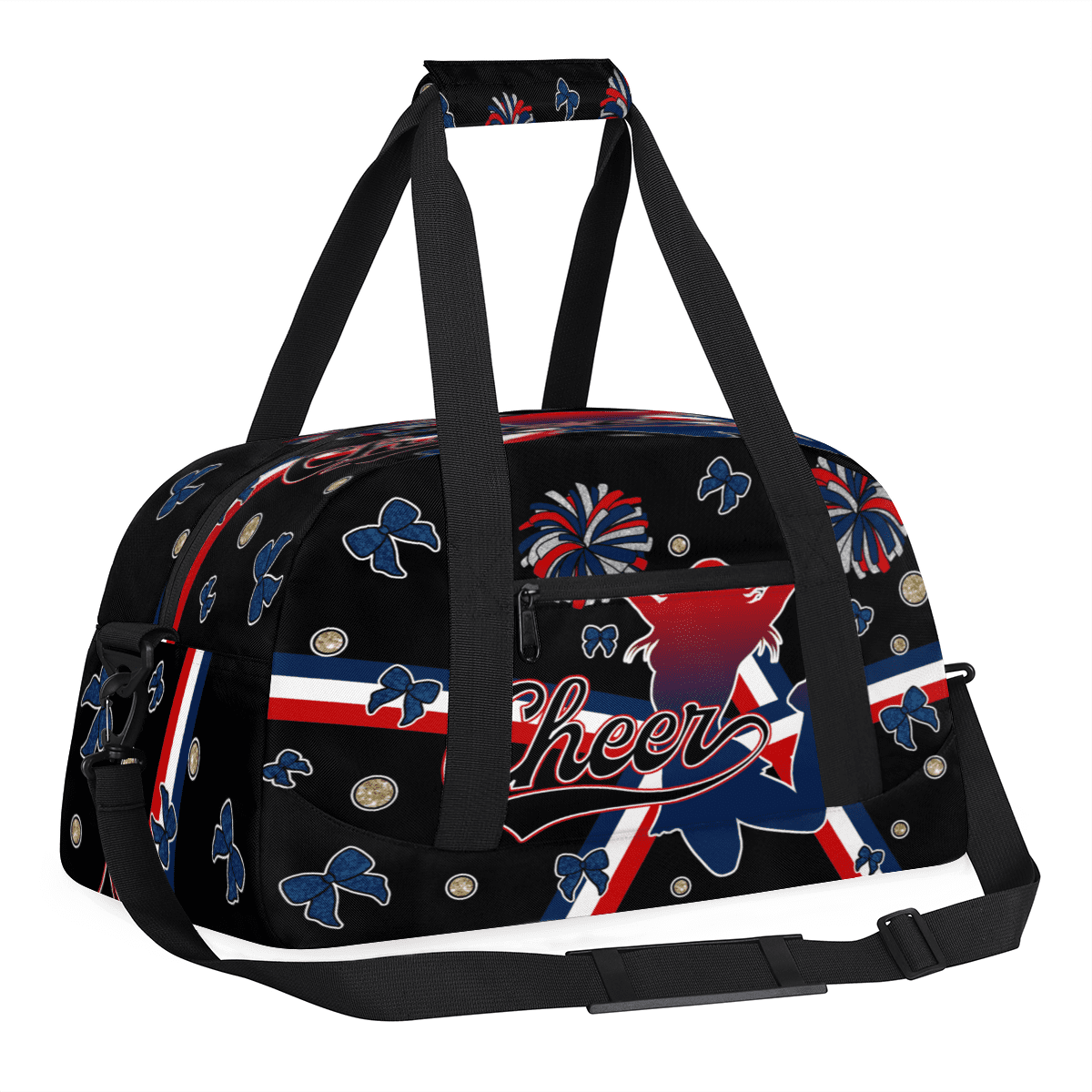 Herdesigns Cheerleader Bags Overnight Duffel Bags Cheer Red Blue Sport Gym Bag Travel Bag Travel Waterproof Weekender Bag Carry On Travel Tote Bag Dance Bags