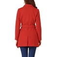 thumbnail image 4 of INSPIRE CHIC Women's Notch Lapel Double Breasted Belted Mid Length Trenchcoat L Red, 4 of 9
