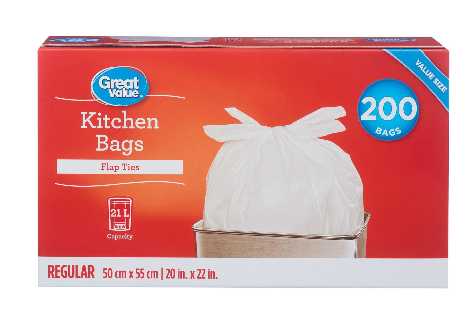 Great Value Flap Ties Regular Kitchen Bags