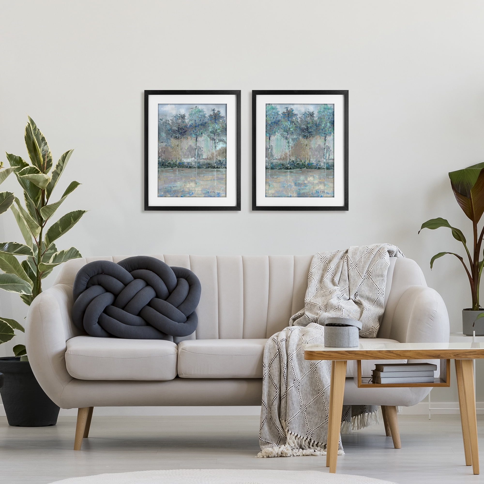 Stupell Industries Subdued Tree Landscape Impression 2 Piece Black Framed Print Under Glass Set, design by Sally Swatland