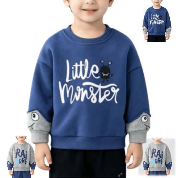 YOUYEDIAN Toddler Boys Fleece Sweatshirts Long Sleeve Crewneck Dinosaur Pullover Sweater