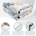thumbnail image 4 of Quilts King Size Bedding Set, Blue Beige Leaves Lightweight Quilted Comforter, Farmhouse Minimalist Botanical Soft Reversible Bedspread Coverlet with Pillow Covers for All Season, 96" x 106", 4 of 9