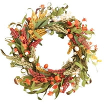 24 Inch Fall Wreath with Pumpkin and Wheat Design for Door Wall Farmhouse Autumn Thanksgiving Holiday Indoor Outdoor Décor