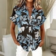 thumbnail image 2 of Womens Hawaiian Shirts Dressy Floral Printed Short Sleeve Button Down Blouse Summer Tropical Beach Tops, 2 of 5