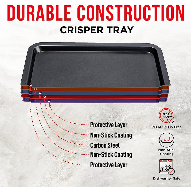 Copper Crisper Tray Non-Stick, AIr Fryer Basket for Oven, Air Fryer Tray  Oven Baking Tray with Elevated Mesh Crisping Grill Basket 2 Piece Set  9X13