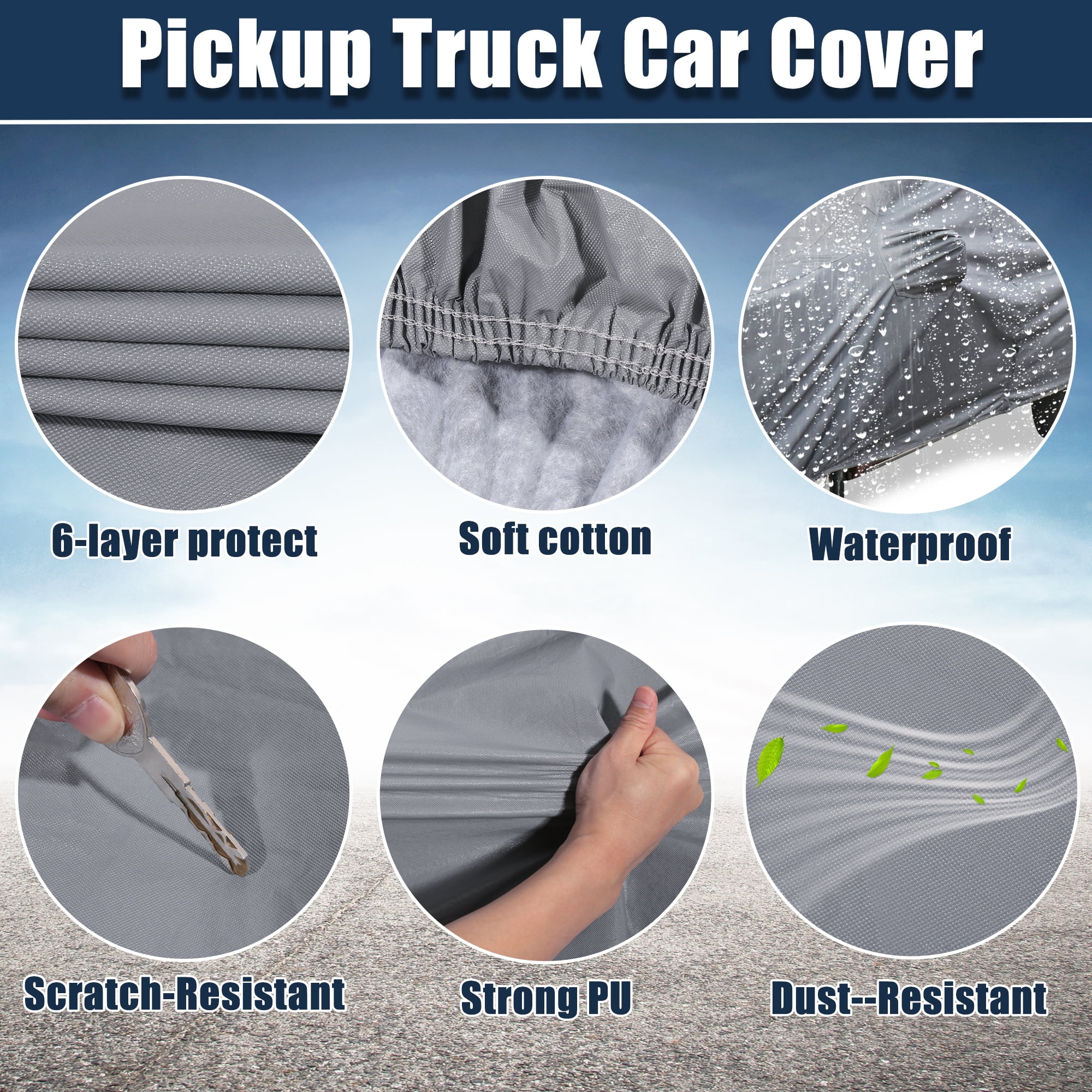 Unique Bargains Pickup Truck Cover for Ford F350 Crew Cab 4 Door Gray Sun Rain Protection