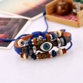 thumbnail image 3 of Pulsera de cuero de vaca con ojos de cuentas (azul), diseño desplegable, regalo de Navidad, fiesta o cumpleaños JM, 3 of 5