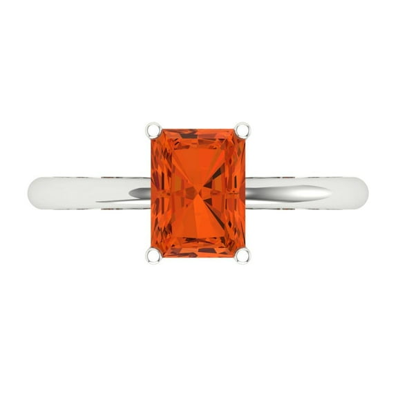 Clara Pucci 14K White Gold 1.75ct Red Solitaire Ring for Women