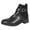 Black, variant on Rokment Womens Buckle Studded Western Chelsea Ankle Boots Retro Leather Low Block Heel Pull‑On Cowgirl Short Booties for Fall Winter Party Business