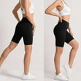 thumbnail image 2 of Wyobmus Biker Yoga Shorts With Inside Pocket for Women High Waisted Running Workout Leggings Seamless Tummy Control Gym Shorts S-2X Black, 2 of 9