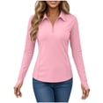 thumbnail image 4 of ClodeEU Women's UPF 50+ Sun Protection Long Sleeve Half Zip Top with Notch Collar ,Lightweight Athletic Hiking Shirt Pink,Womens Plus XL, 4 of 6