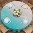 thumbnail image 2 of Summer Beaches Round Tablecloth 60 inches Artistic Oceans Casual Sea Wave Coastal Landscape Waterproof Oil-Proof Table Cloth Round Table Cover for Holiday Party Picnic Dinner Decor Indoor Outdoor Use, 2 of 9